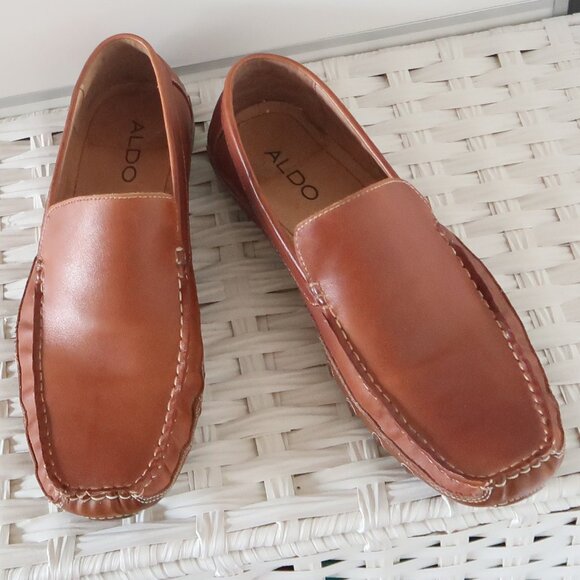 ALDO Men’s Light Brown Leather Driving Loafers Slip-On Casual Shoes Moccasins 12 main image 7